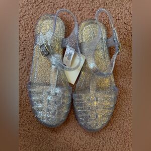 Gap Kids size 2 Silver Clear Glitter Jelly Sandals